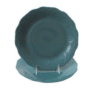 2 The Pioneer Woman Cowgirl Lace Teal Dinner Plates - Replacement Dinnerware
